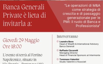 Lo Studio Valentini a fianco di Banca Generali per il settore delle M&A